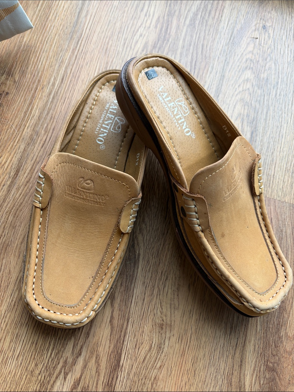Valentino Men’s Tan Nubuck Backless Loafers